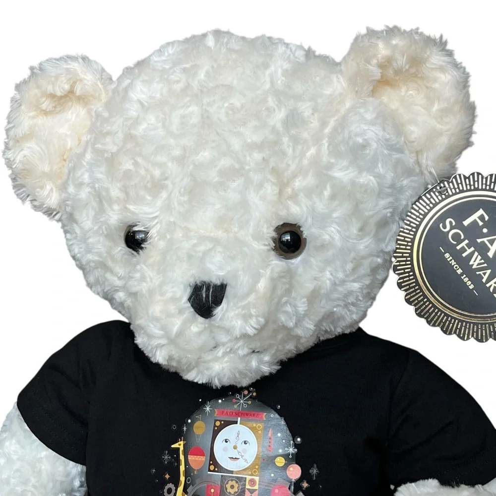 NEW FAO Schwarz Large Curly White Sitting Bear Plush - Return To Wonder - Picture 2 of 13